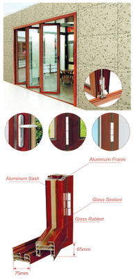 Desplazamiento flexible de la puerta de cristal plegable de aluminio de la entrada de la sala de estar cerrado